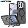 KEYSION Lens Stand Magnetic Phone Case for MagSafe for HONOR X6c X5b Plus Matte Translucent Shockproof Cover for Honor X5b Plus X6c