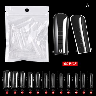 60Pcs Artificial Nails Removable Decorative Long Lasting Great Transparent Nail Mold Tips Manicure Design for Salon