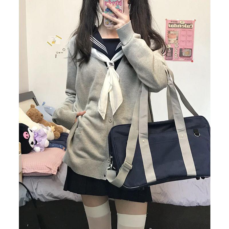 Japanese JK School-Style V-Neck Cardigan - Autumn/Winter Loose Knit Sweater for Women