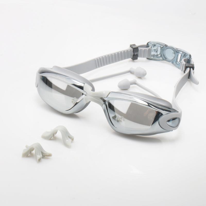 Customize logo Adult Earplug Silicone Strap Unisex Smart Swimming Goggles Anti Fog