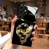 Kreatives Design Goldener Phönix Rundes Muster Glas Handyhülle für S26 S25 S24 S23 Ultra S22 S21 S20 FE S20 Ultra A36 A56