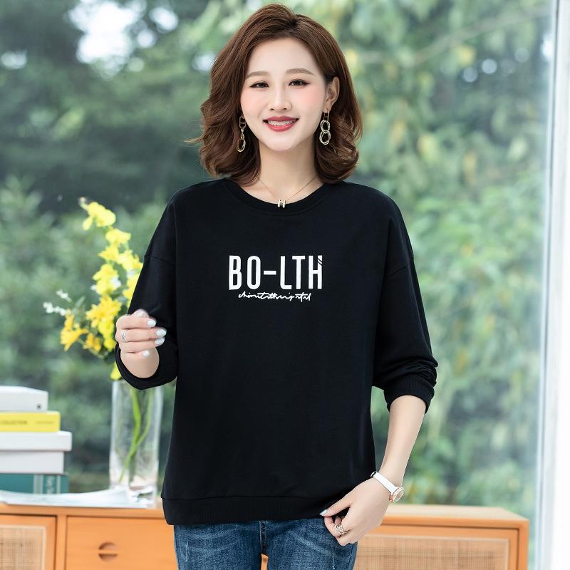 2025 New Plus Size Women's Pure Cotton Hoodie - Loose, Round Neck Korean Style for Spring & Autumn