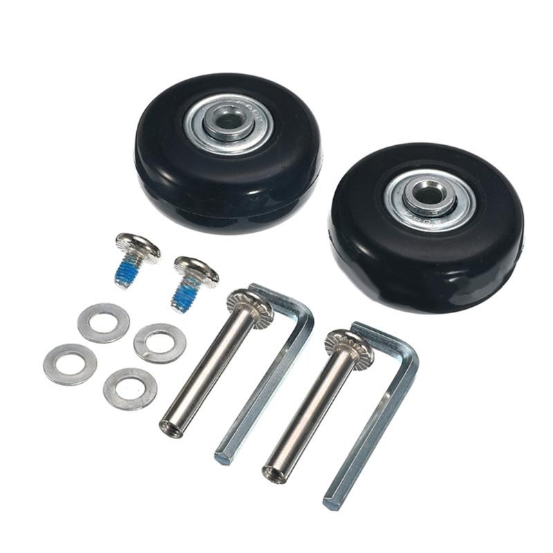 Rubber Casters Replacement for Luggage OD 45x18mm/70x24mm Metal Bearings Axles Heavy Duty Suitcase Wheel Replacement Kit