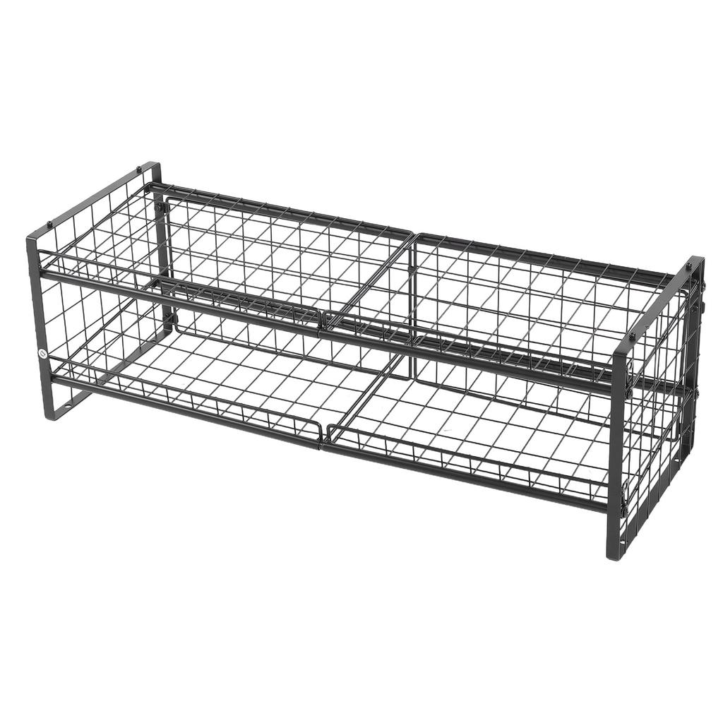 2 Tier Stackable Can Organizer for Pantry Carbon Steel Adjustable Can Storage Rack Holds Up to 64 Cans for Kitchen
