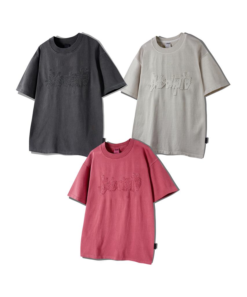 Yosemiti [2Pack] Applique Embroidery Pigment Short Sleeve Tee