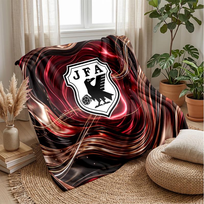 Coperta in Flanella Stampata Calda e Morbida con Motivo Calcistico Giapponese, Coperta Decorativa per Divano, Letto, Uso Quotidiano