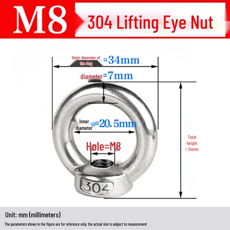 Stainless Steel Lifting Eye Nut (304/316) Round Lug Ring Cap Nut