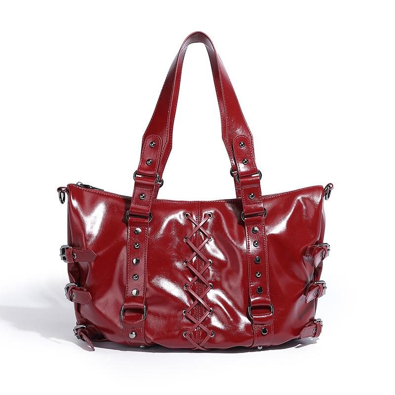Strap Punk Rivet Design Handheld Tote Bag 2024 Autumn Winter New Large Capacity Commuter Shoulder Underarm Bag