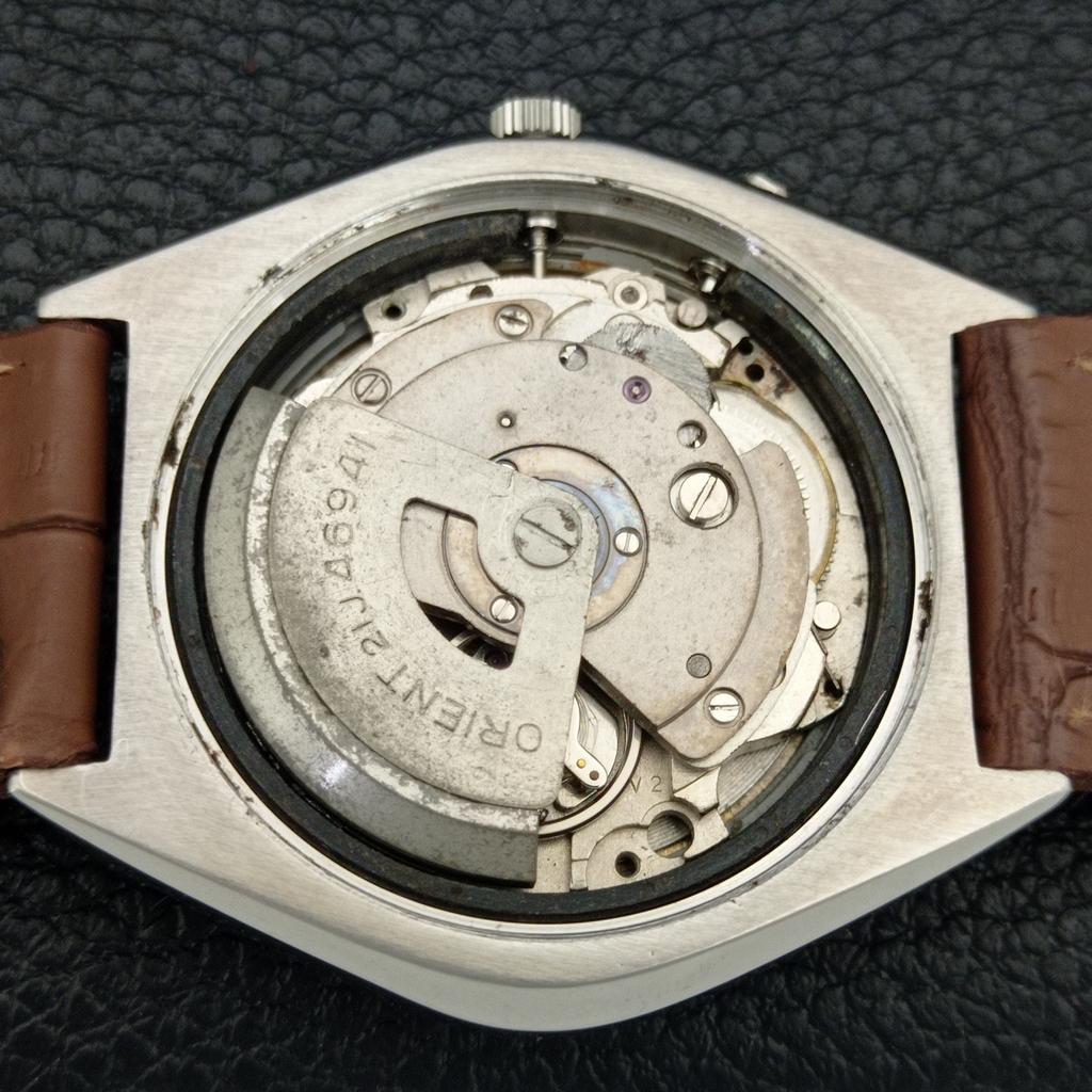 AUTOMATIK VINTAGE ORIENT CRYSTAL JAPAN 46941 HERREN WEISSES ZIFFERBLATT UHR a704829-1