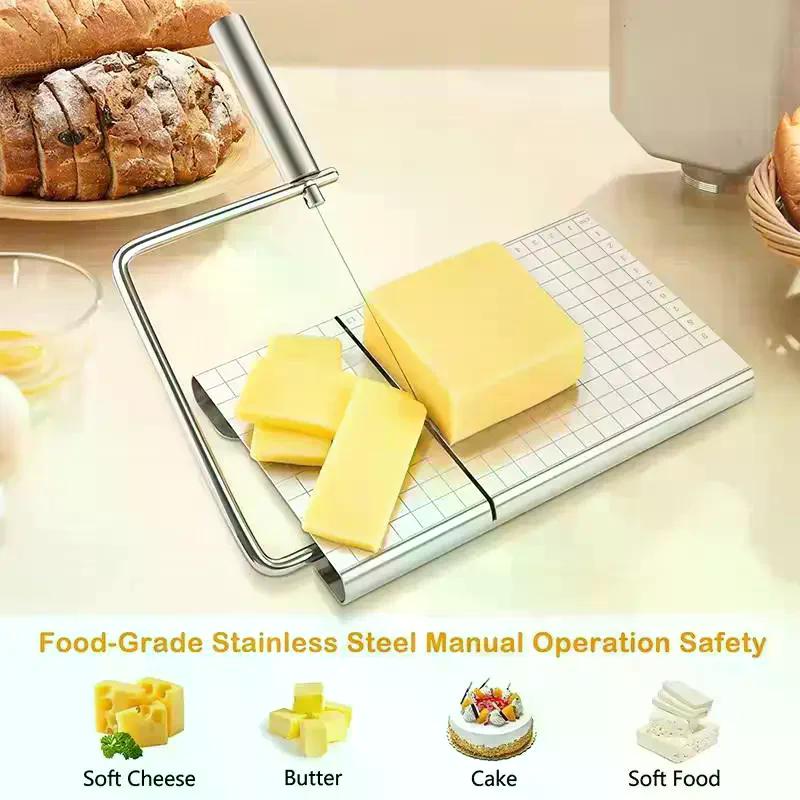 1Pc Cheese Slicer, Stainless Steel Cheese Cutter With Measurements, Heavy Duty Butter Cutter, Baking Tools, Kitchen Gadgets