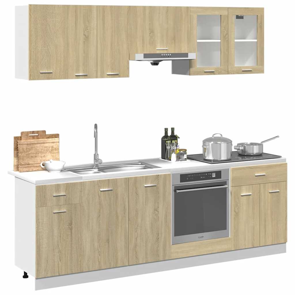 8 Piece Kitchen Cabinet Set Lyon Sonoma Oak Melamine Board