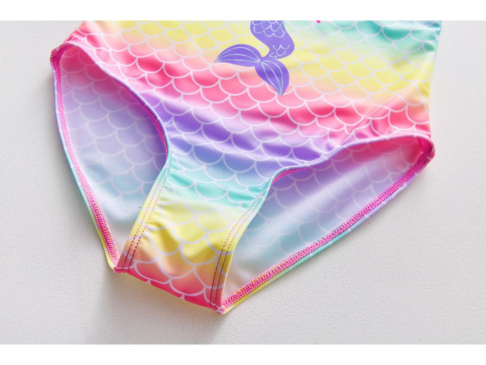 Colorful Gradient Mermaid One-Piece Swimsuit for Girls