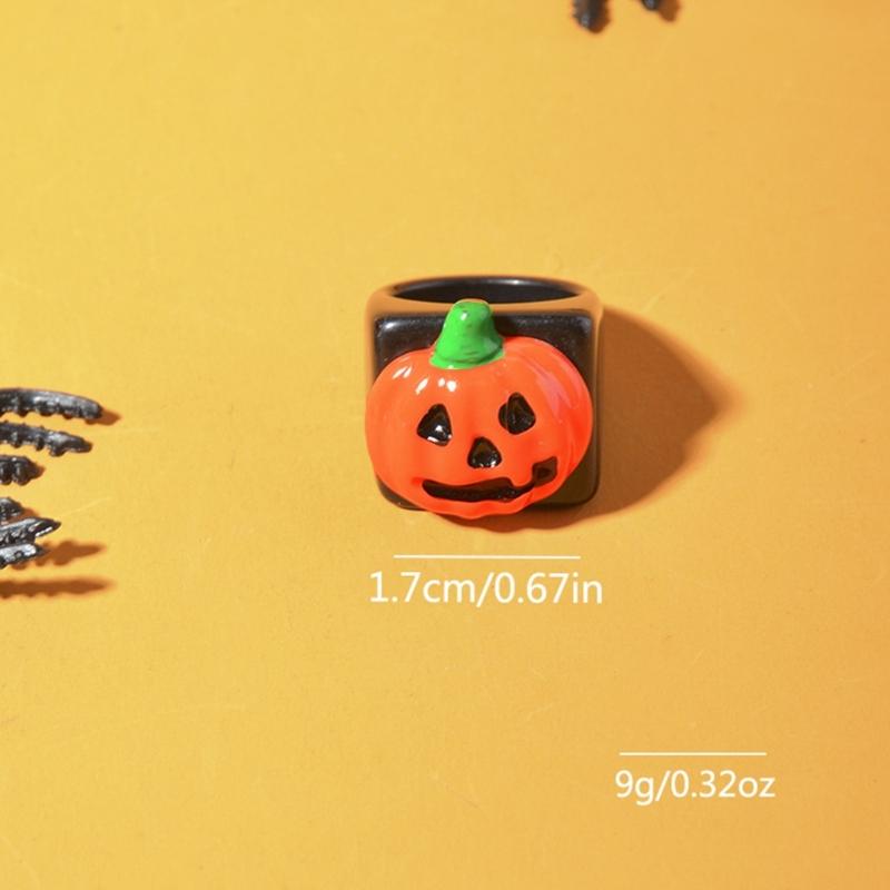 Fashion Lightweight Rings Bat Specter Pumpkin Stacking Rings Big-eyed Crystal Exaggerated Rings Suitable for Ladies