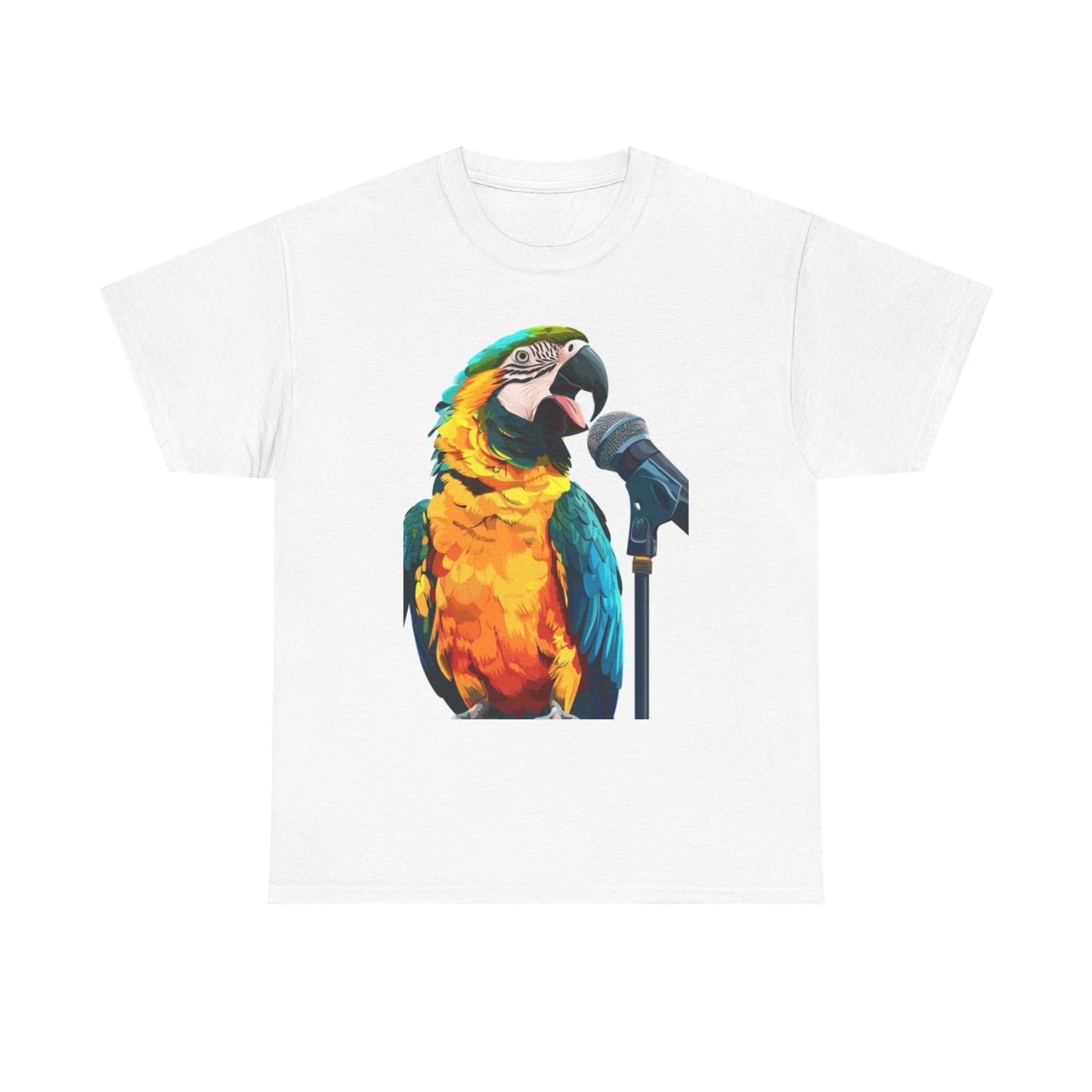 

Смешная футболка с принтом попугая, имитирующая пение, унисекс, из плотного хлопка M
