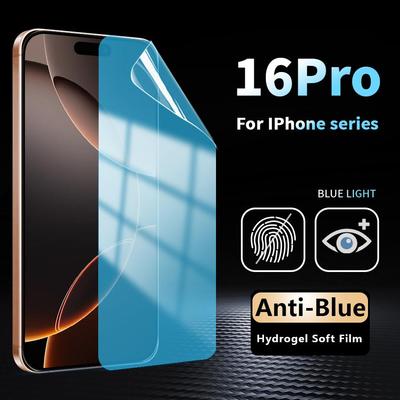 For iPhone 11 12 13 Mini 14 15 16 17 Pro Max X XR XS Max Anti Blue Ray Hydrogel Film Screen Protector