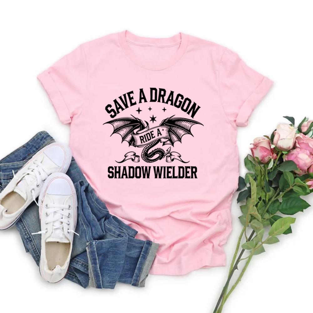 Save A Dragon Ride A Shadow Wielder TShirt Fourth Wing T Shirt Unisex Short Sleeve Casual Tshirts Dragon Lover Tee Bookish Gift