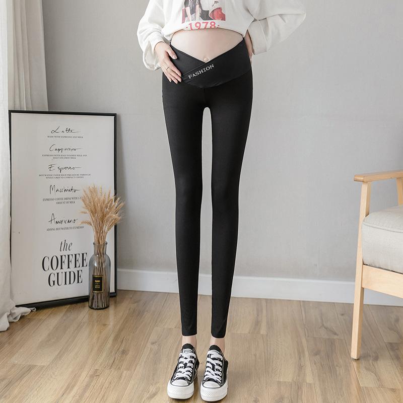 Real Shot Maternity Pants Spring and Autumn Thin Outer Leggings Low Waist Cross Support Yoga Sports Nine-point Pants