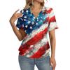 Women's Casual Short Sleeve V Neck Top with Independence Day Print Relaxed Fit Lightweight Blouse for Everyday Wear