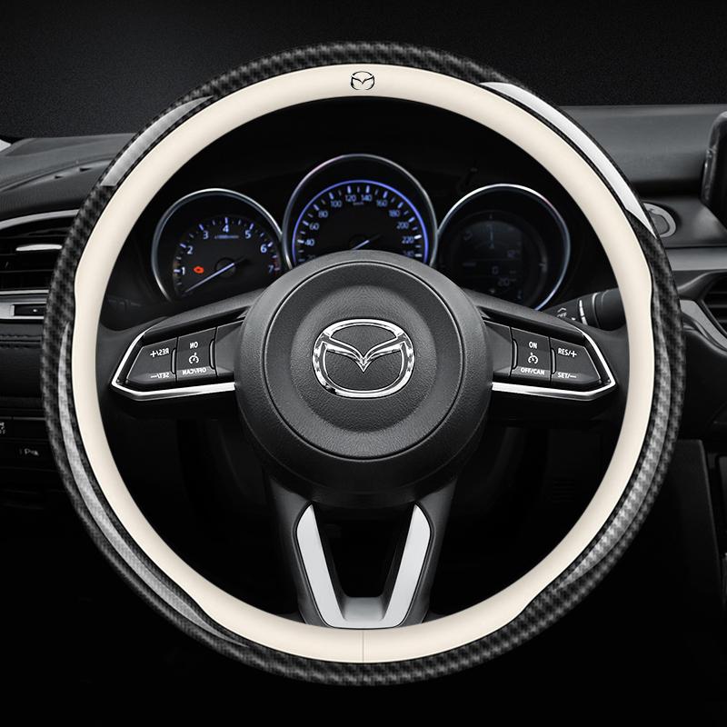 2025 Hot Carbon fiber Leathe Car Steering Wheel Cover For Mazda 3 5 6 SKYACTIV Axela Atenza CX30 CX5 CX8 CX9 MX5 RX8 RX7 BT50 Ac