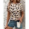 3D Leopard Print and Lipstick Print Short-sleeved Top Summer Casual Everyday Women's T-shirt Urban Street Fashion Women's Y2K