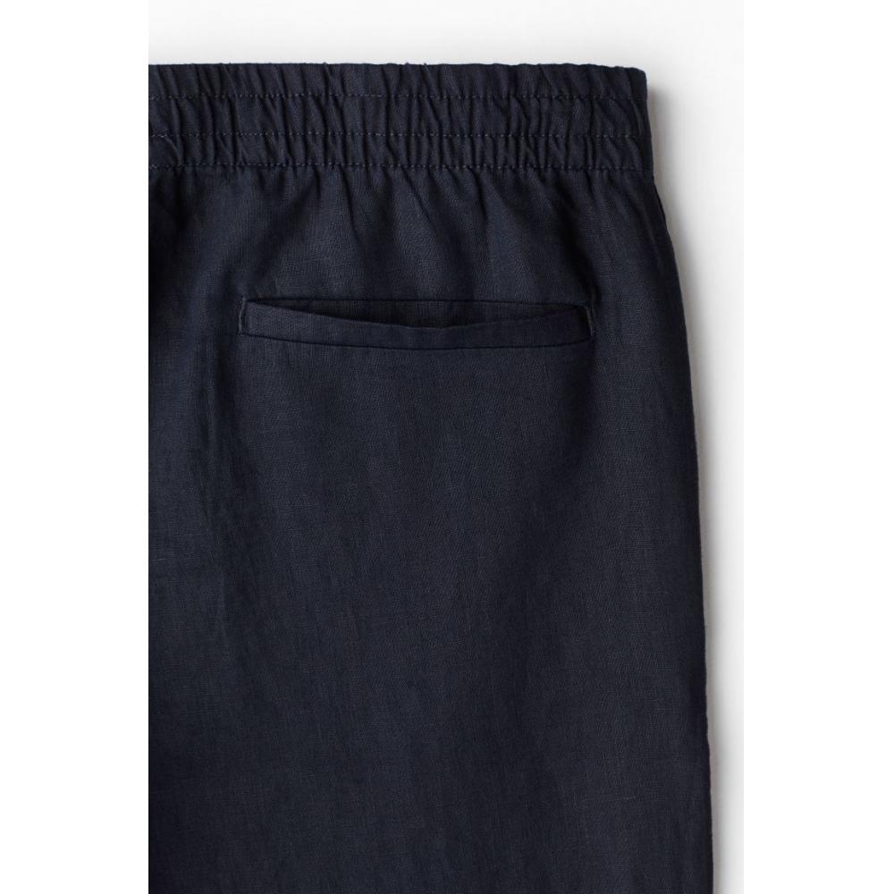 H M Linen Pants Regular Fit Navy Blue