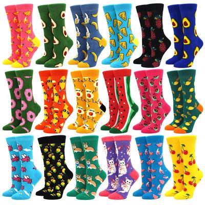 1 paio s Calzini Divertenti Donna Casual Cartone Animato Frutta Banana Avocado Limone Uovo Biscotto Ciambelle Felici Harajuku Calzini Skateboard