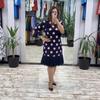 Women's Navy Polka Dot Dress with Flare Sleeves and Pleated Skirt