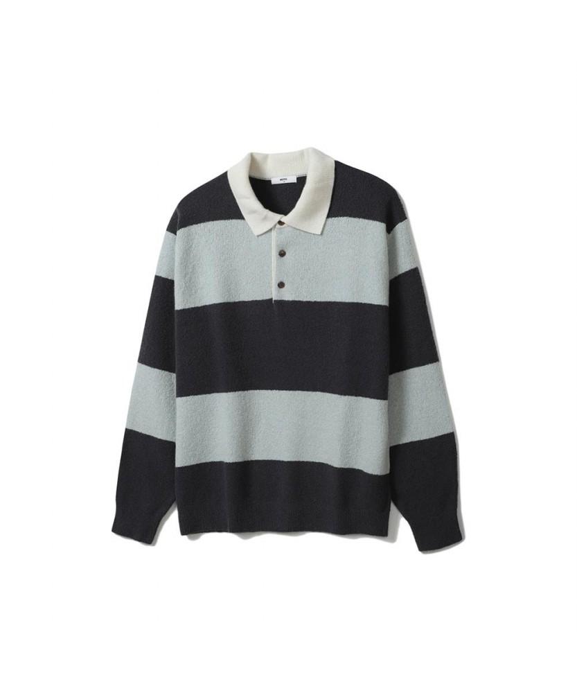Notig Wool Blend Boucle Thierry Stripe Sweater Grey_Oka3Swtl102G1 Grey/110