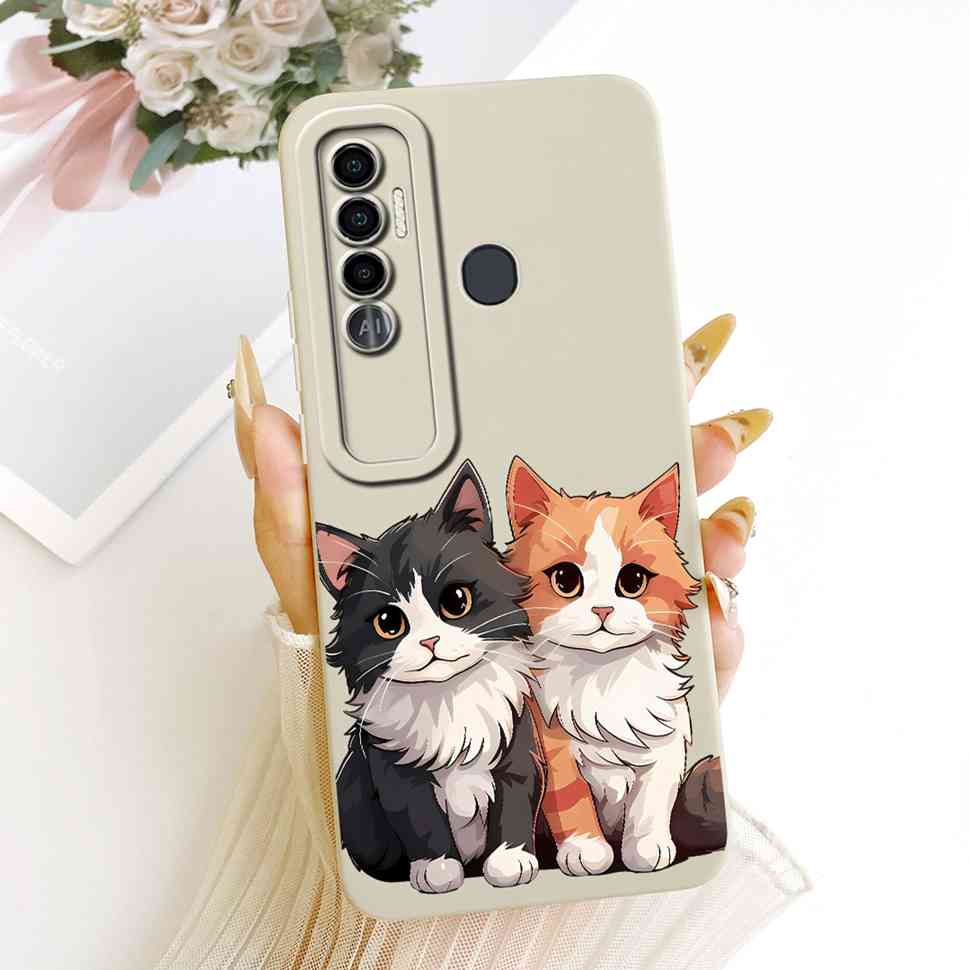 For Tecno Spark 7 Pro Case KF8 Fashion Flower Cat Soft Silicone Back Cover For Tecno Spark7 Spark 7 Pro Phone Case Bumper