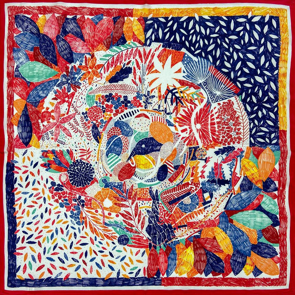 53cm 65cm 100% Natural Silk Smooth Scarves Muffler Female Customized Square Autumn Women's Shawl Hijab Friend Gift Kiss Painting