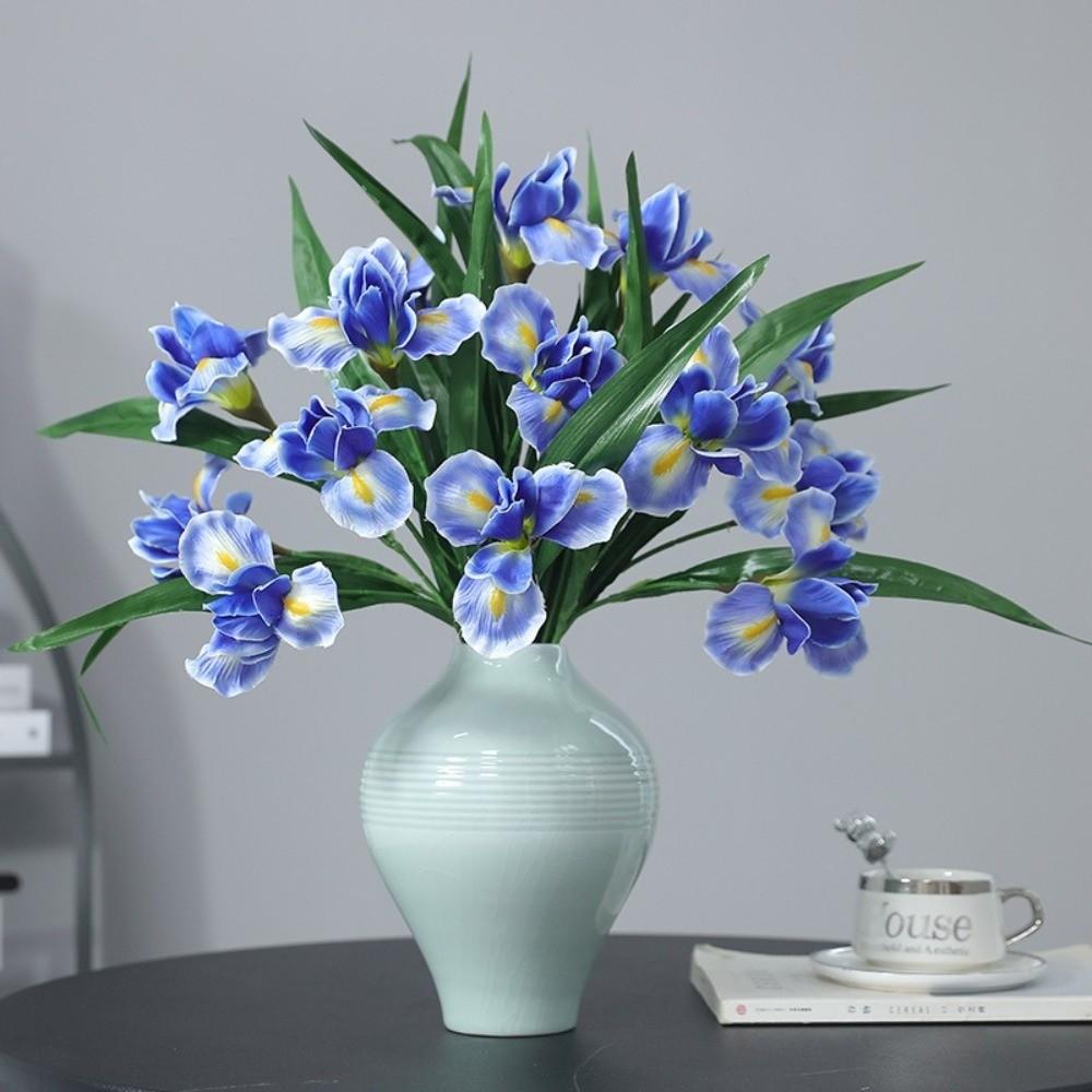 Real Touch Artificial Iris Flower Branch Realistic Cymbidium Branch Faux Flower  Living Room