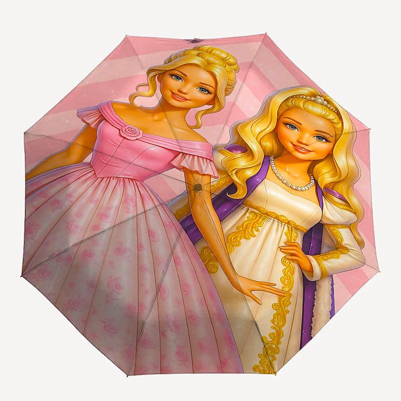 

1pc dress flower Automatic Folding Umbrella - Compact 8-Rib Design, Durable Plastic & Iron1359L