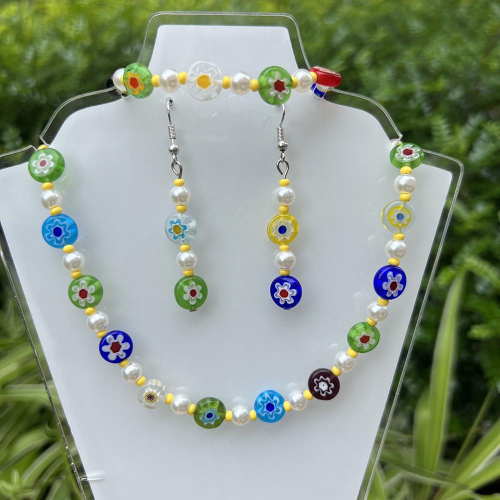Pearl Glaze Floral DIY Jewelry Set: Earrings, Necklace & Bracelet