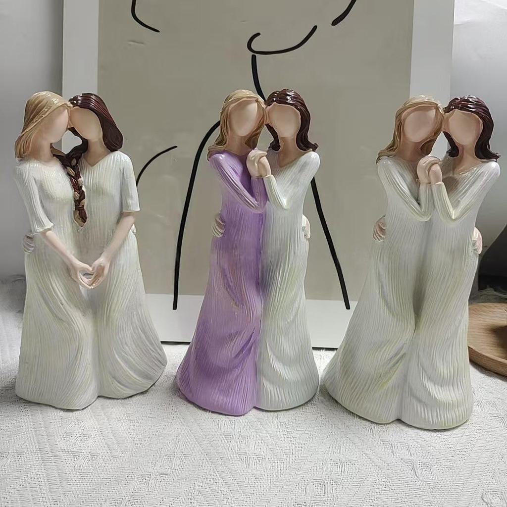 Sister Friendship Statue: Best Friend Gift–Girls Holding Hands Desk Decor