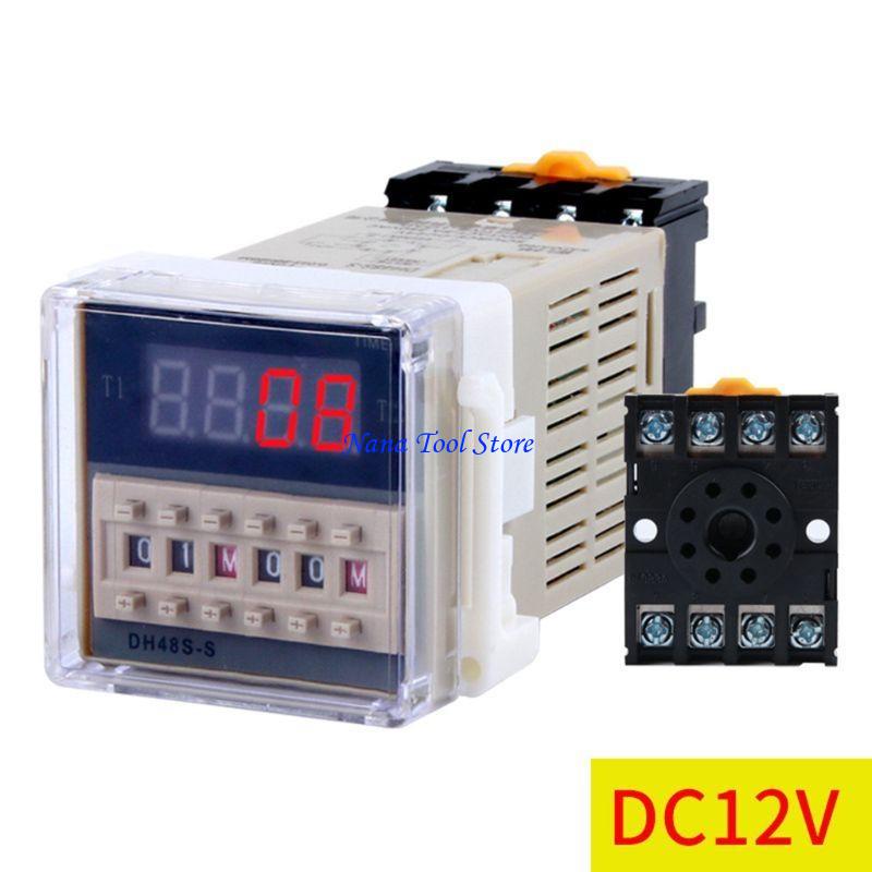 

31GJ DC12V/24V/AC220V/380V Programmable Delay Timer with Socket DH48S-S 0.1S-99H 8Pin DC12V