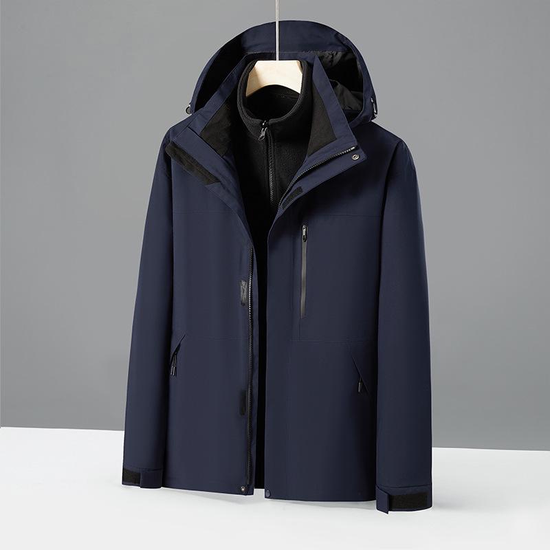 Men's & Women's Three-in-One Hooded Outdoor Jacket - Autumn/Winter Color Block Coat