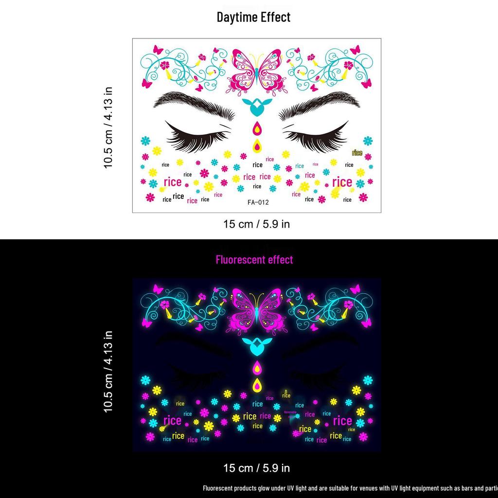 Creative Fluorescent Waterproof Full Arm and Face Tattoo Sticker