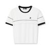 Fila Heritage Fashion Classic Simple Retro Striped Casual Round Neck Short Sleeve Knit Sweater Women Tops Standard-White F11W628416FWT