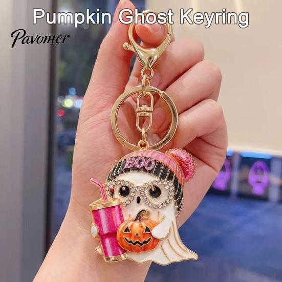 Halloween Bag Charm Cartoon Ghost Keychain for Backpack, Holding Milk Festive Party Favor Tea Pumpkin Keyring, Handbags Backpack Accessories