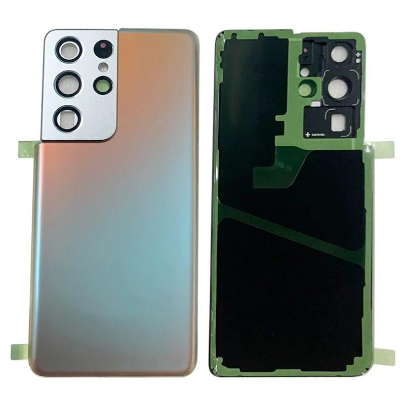 

Крышка батарейного отсека задняя дверь Корпус сзади для Samsung S21 Ultra 5G G998 Крышка батарейного отсека с логотипом объектива камеры Запчасти для ремонта серебряный