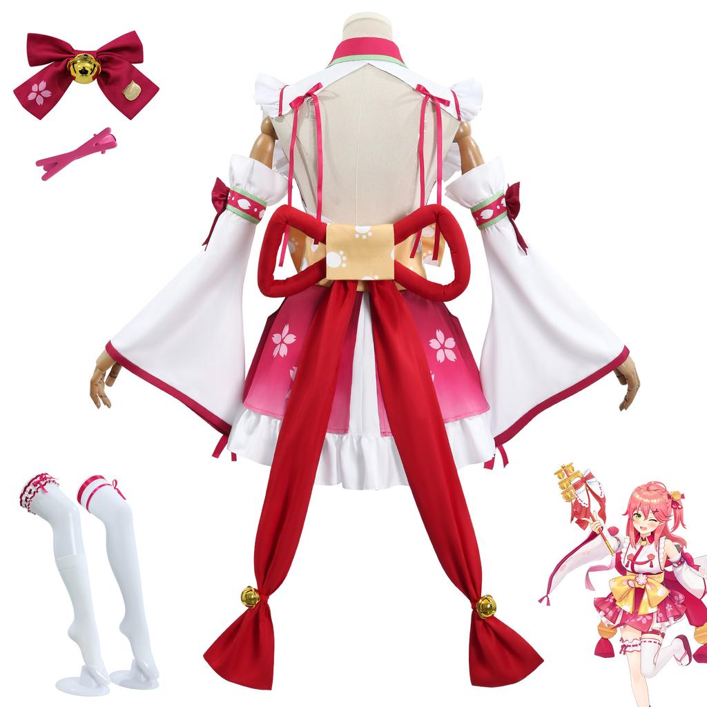 Anime Sakura Miko Cosplay Costume Vtuber Full Set Maid Dress Kimono Haori Yukata Hololive Holo Halloween Costume For Woman