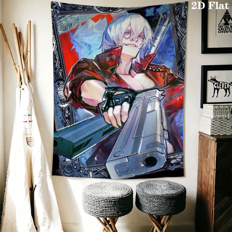 Devil May Cry Wall Tapestry Aesthetic Wall Hanging Printed Fabric Blanket Decorative Tapestries for Bedroom Living Room Home Decor