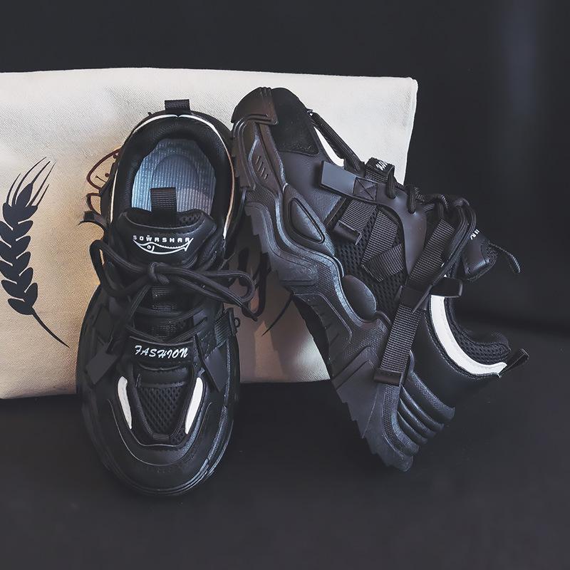 

Новые весенние и осенние повседневные кроссовки с толстой подошвой, увеличивающие рост, дышащие туфли для папы, женские суперпопулярные туфли-лодочки, модные 40 чёрный