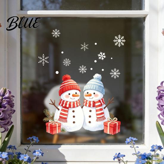 Decorative Snowman Window Scenes Christmas Static Glass Sticker PVC Waterproof Decals for Holiday Winter Decorations Home Decoration Snowflake