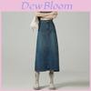 Denim A Line Skirt With Vintage Wash For Casual Fall Wear