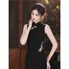 Black Cheongsam 1011 New Women's Summer Improved Young New Chinese Dress Temperament Retro Catwalk Bamboo Leaves