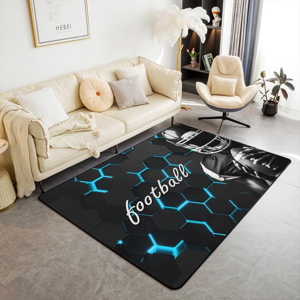 Karate Silhouette Print Area Rug, Red Background Non-Slip Floor Mat for Living Room Bedroom, Sports Home Decor Carpet