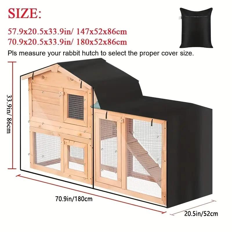 Heavy-Duty Oxford Cloth Rabbit Hutch Cover Compatible for TRIANGLE Crates - Easy Install Double-Layer Cage Protector