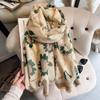 Flower Jacquard Scarf Women'S Autumn And Winter Imitation Cashmere Decoration Air Conditioner Shawl Short Beard Tassel Scarf Tassel Decoration