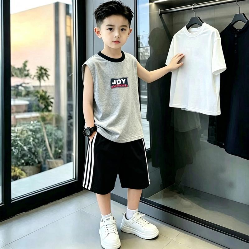 Boys' Color Block Vest & Striped Shorts Set - Summer 2026 Trend for Kids